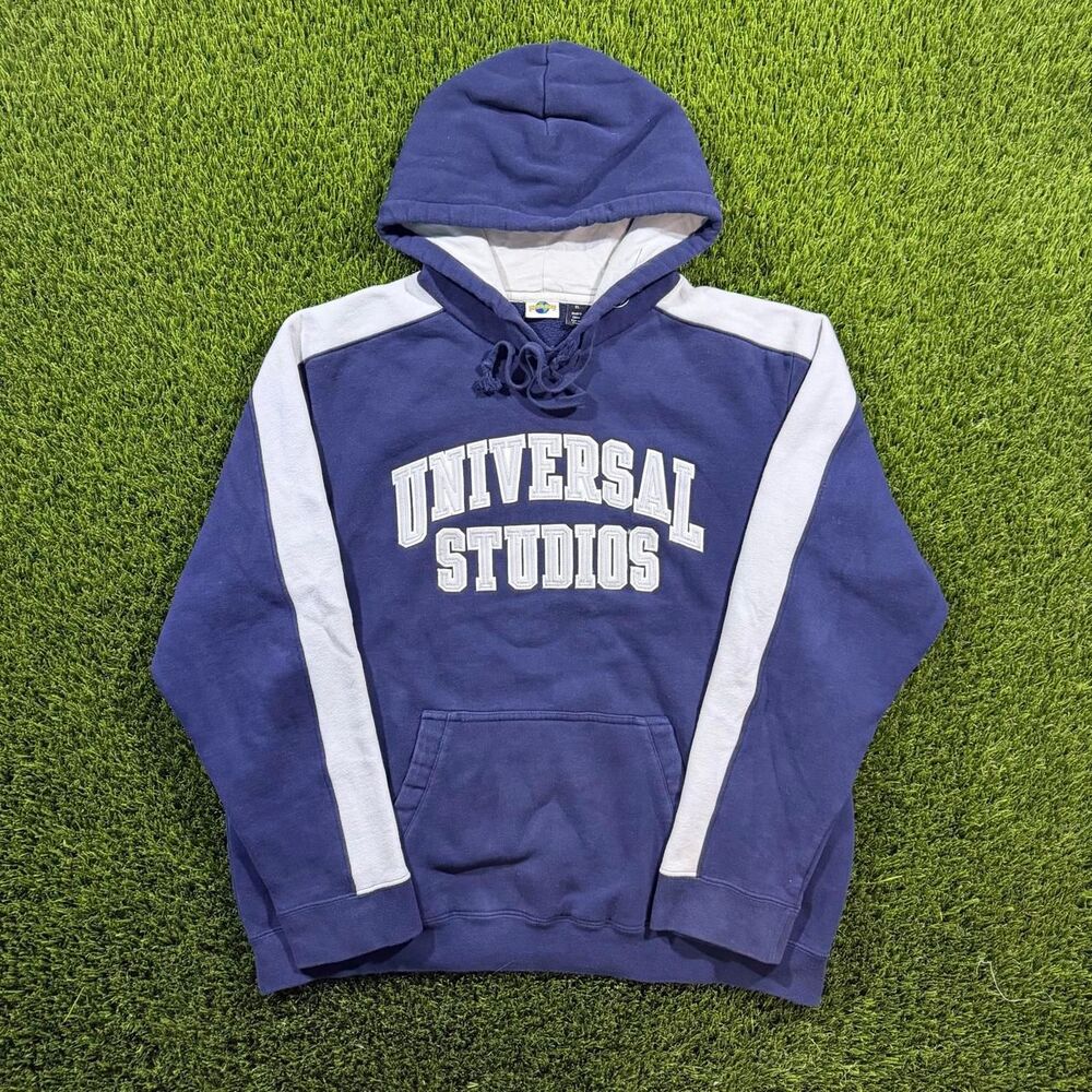 Y2k Universal Studios Navy & Grey Colorblock Hoodie